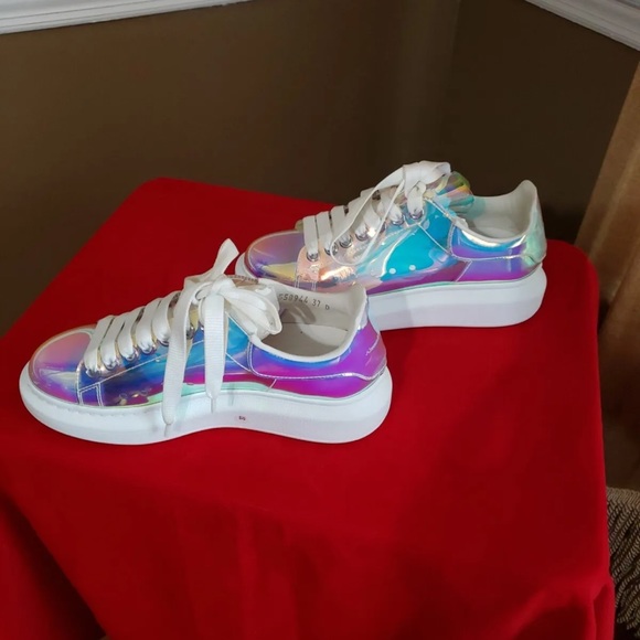 Alexander McQueen 100% Authentic sneakers transparent white iridescent Sz 7 37 - Picture 9 of 12